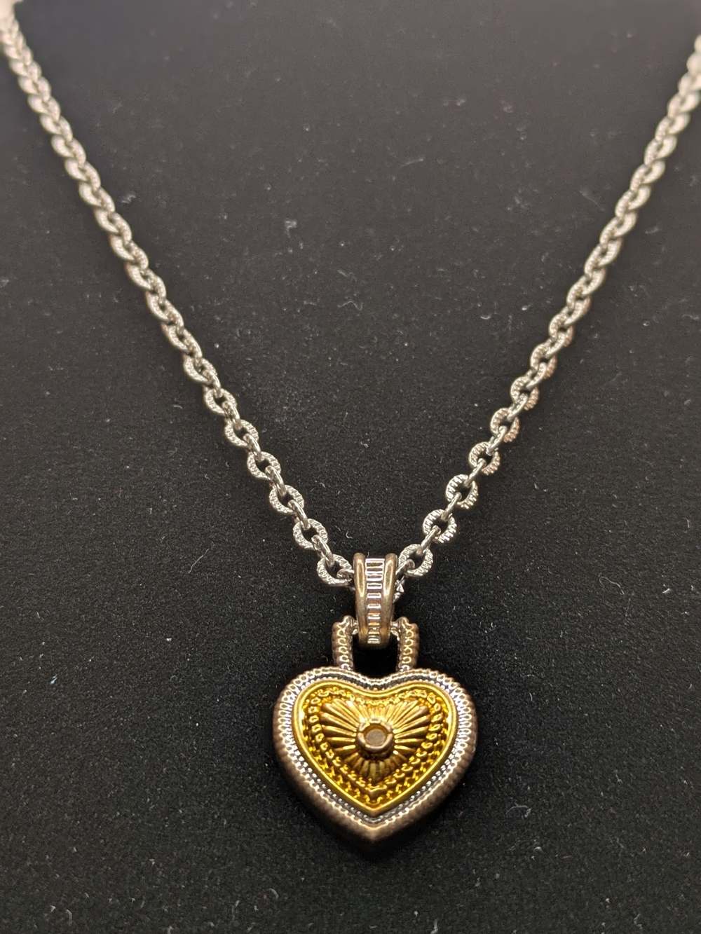 Two-Tone Gold Heart Pendant Necklace - Women Jewelry